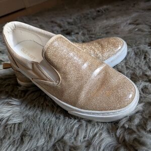 Gold Glitter Slip-On Girl's Shoes